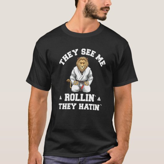Jiu Jitsu Rollen BJJ Grappling Löwe T-Shirt (Vorderseite)
