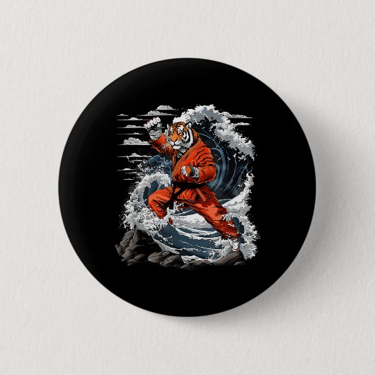 Jiu-Jitsu Tiger Kung Fu Taekwondo Kickboxen Button (Vorderseite)