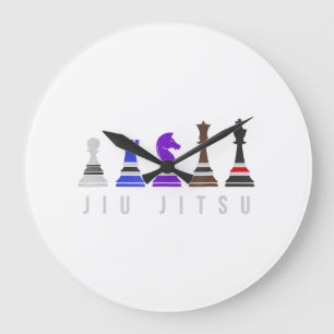 Jiu-Jitsu-Training   Schach, Geschenk  BJJ mit Tex Große Wanduhr