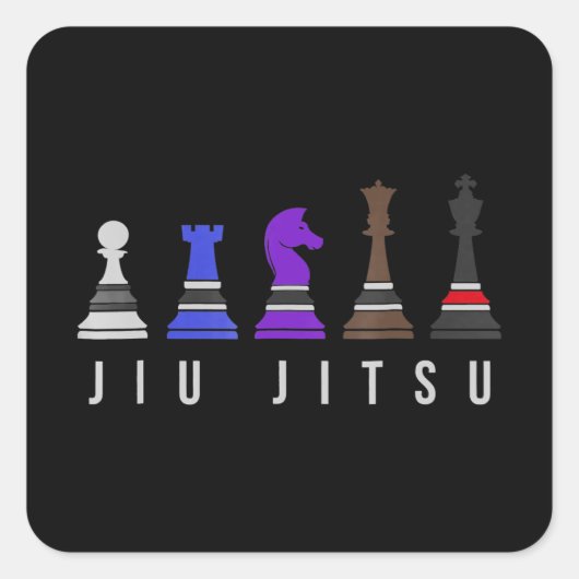jiu jitsu Trainingschach, Geschenk bjj mit Text Quadratischer Aufkleber (Vorderseite)