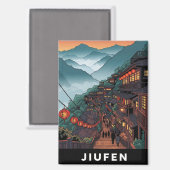 Jiufen Taiwan Abend Magnet (Vorderseite/Rückseite)
