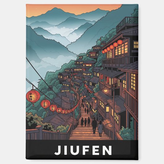 Jiufen Taiwan Abend Magnet (Vorderseite)