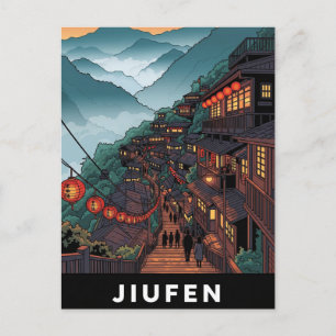 Jiufen Taiwan Abend Postkarte