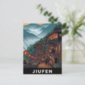 Jiufen Taiwan Abend Postkarte (Stehend Vorderseite)
