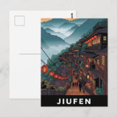 Jiufen Taiwan Abend Postkarte (Vorne/Hinten)