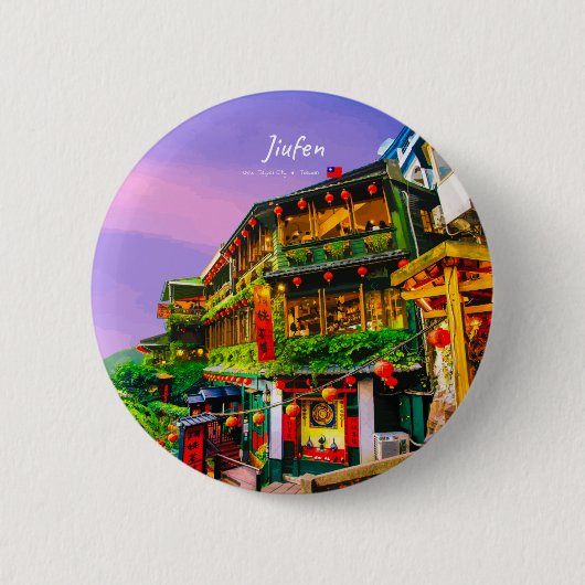 Jiufen, Taiwan - Antikes Teehaus Button (Vorderseite)