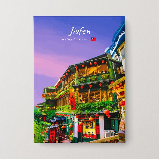 Jiufen, Taiwan - Antikes Teehaus Button (Vorderseite)
