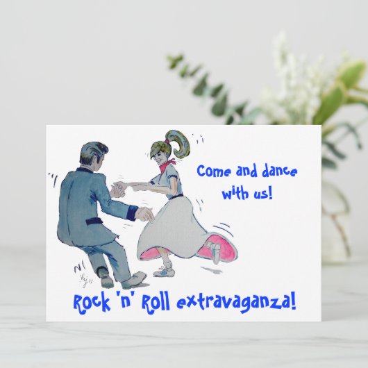Jive Spaß! schwingen Sie Tanzenrock-and-roll Einladung (Stehend Vorderseite)