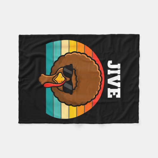 Jive Turkey Afro Retro 70s Thanksgiving Turkey Day Fleecedecke (Vorderseite (Horizontal))