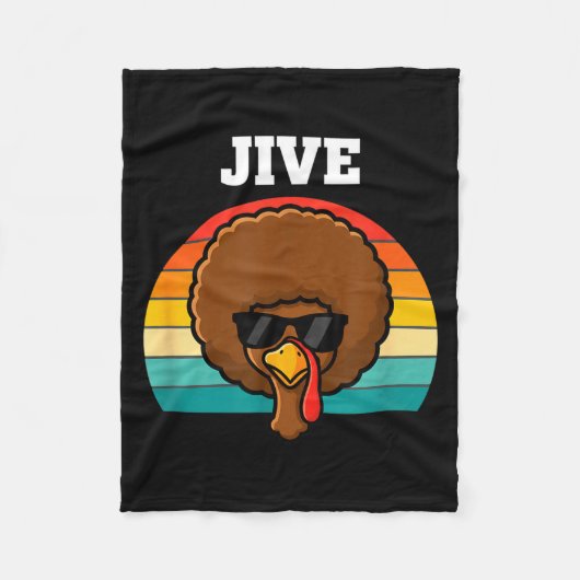 Jive Turkey Afro Retro 70s Thanksgiving Turkey Day Fleecedecke (Vorderseite)