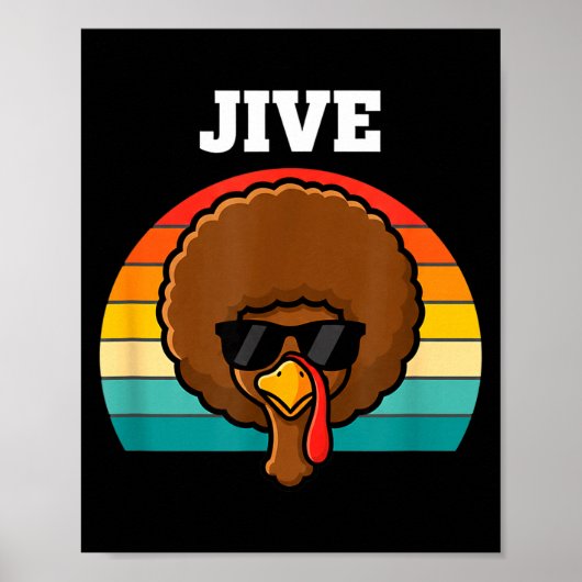 Jive Turkey Afro Retro 70s Thanksgiving Turkey Day Poster (Vorne)