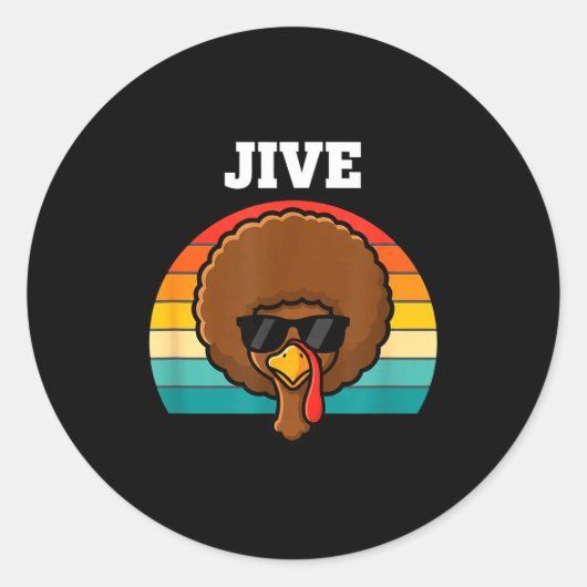 Jive Turkey Afro Retro 70s Thanksgiving Turkey Day Runder Aufkleber (Vorderseite)