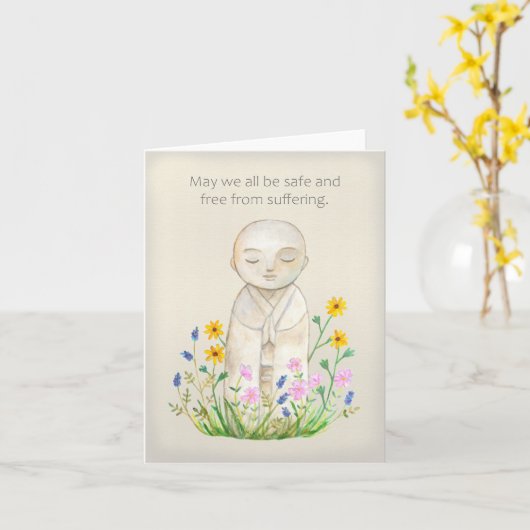 Jizo Buddha Mitgefühl Kindness Beileid wird gut Karte (Gelbe Blume)