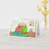 Jizo genießt Tee mit Freund Karte (Gelbe Blume)