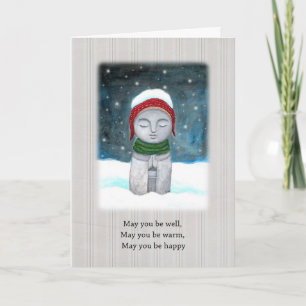 Jizo im Schnee Kunst Benutzerdefinierter Text Budd Karte