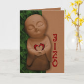 Jizō mit einem Herz-CC0797-Beileid Karte (Gelbe Blume)