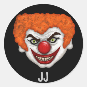 JJ, der Creepy Clown   Halloween Fun Runder Aufkleber