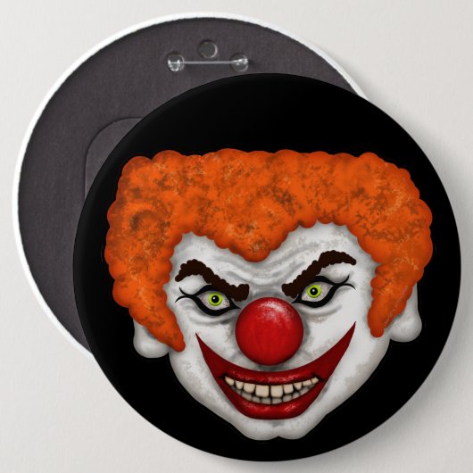JJ, der Creepy Face Clown | Cherie's Art (c)2020 Button (Vorne & Hinten)