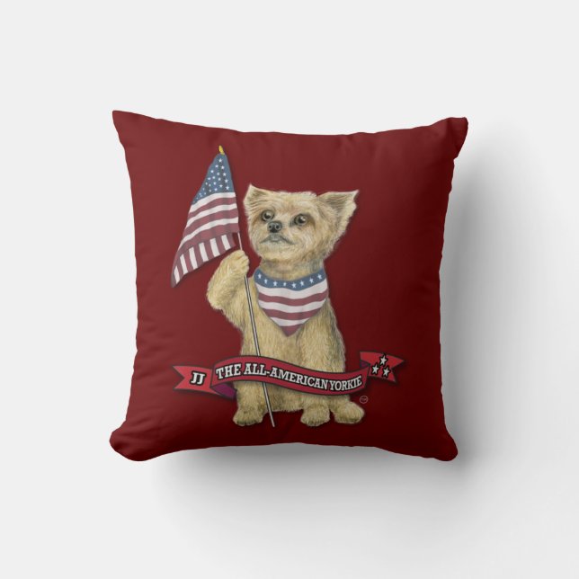 JJ The All American Yorkie Throw Kissen (Vorderseite)