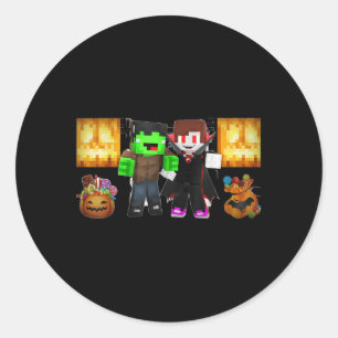 Jj und Mikey! _ Happy Halloween Runder Aufkleber