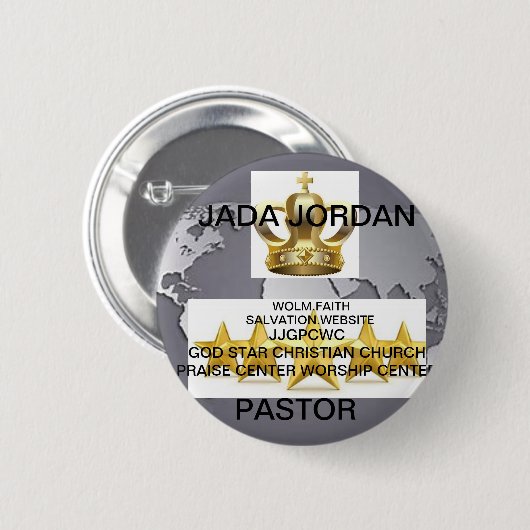 JJGPCWC GOD STAR CHRISTLICH CHURCH ABZEICHEN ERASE BUTTON (Vorne & Hinten)