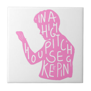JJs Silhouette-Haushaltszitat in Pastellrosa Fliese