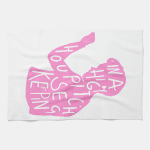 JJs Silhouette-Haushaltszitat in Pastellrosa Geschirrtuch