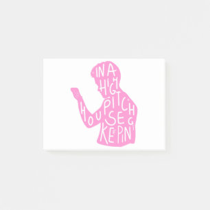 JJs Silhouette-Haushaltszitat in Pastellrosa Post-it Klebezettel