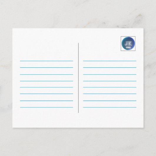 JK 2023 Benutzerdefinierter Text mit blauer Doppel Postkarte (Rückseite)