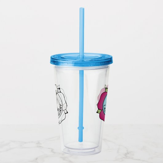 JLA Logo Acryltumbler mit Stroh Acryltrinkbecher (Rechts)