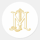 JM- oder MJ-Monogramm vintage-antiker Aufkleber in (Vorderseite)