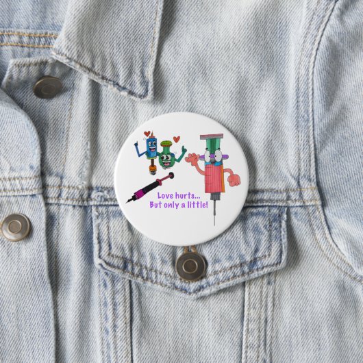 JMCdesign COVID Vaccine Liebe Hurts Button (Beispiel)