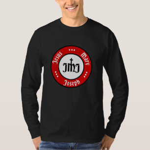 JMJ: Jesus, Mary, Joseph Logo (rot) T-Shirt