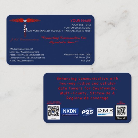 JML Communications Business Terminkarte (Vorne/Hinten)