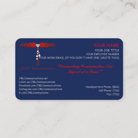 JML Communications Business Terminkarte (Vorderseite)