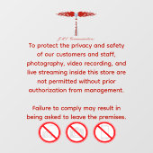 JML Communications No Photography or..Window Cling Fensteraufkleber (Blatt)