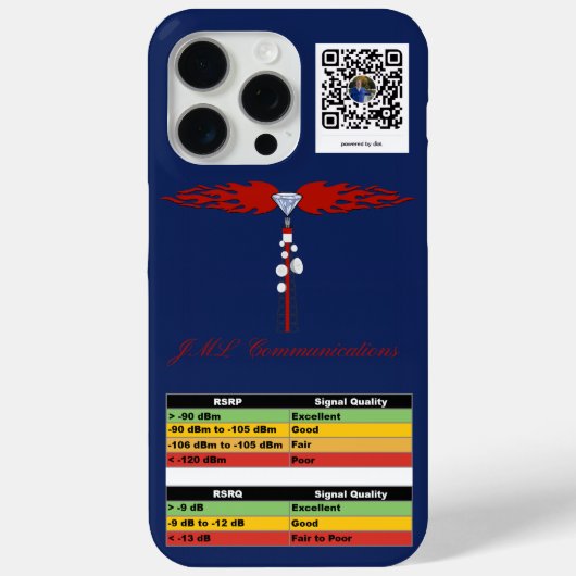 JML Communications Tower Logo & RSRP Signalstärke Case-Mate iPhone Hülle (Rückseite)