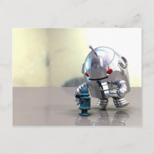Jo Bot VS Little Blue Bot Postcard Postkarte