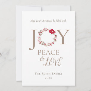 JOACE PEACE LIEBE Weihnachtsfeier   Rote Beige Feiertagskarte