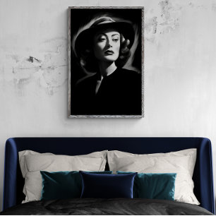 Joan Crawford Noir, Schwarz-Weiß-Druckplakat Poster