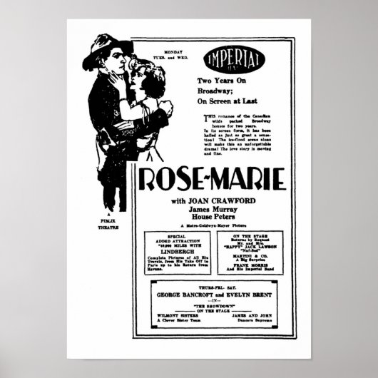 Joan Crawford Rose-Marie Stummfilmwerbung Poster (Vorne)