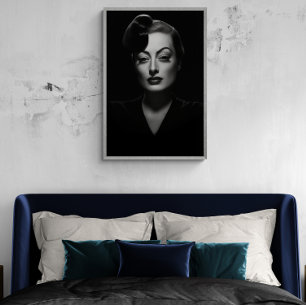 Joan Crawford Schwarzweiß, altes Vintage-Plakat Poster