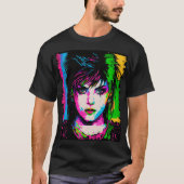 Joan Jett Homage Rainbow Neon Rock Star T - Shirt (Vorderseite)