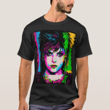 Joan Jett Homage Rainbow Neon Rock Star T - Shirt