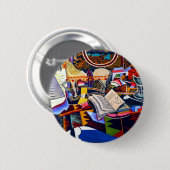 Joan Miro Horse Pipe und Rote Blume Button (Vorne & Hinten)