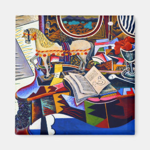 Joan Miro Horse Pipe und Rote Blume Magnet