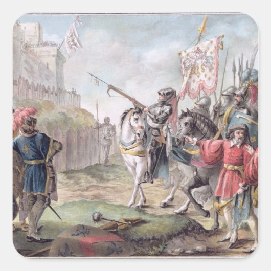 Joan of Arc (1412-31) Verlasse Englisch Quadratischer Aufkleber (Vorderseite)