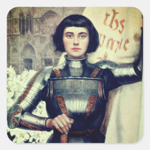 Joan of Arc (Albert Lynch Illustration) Quadratischer Aufkleber