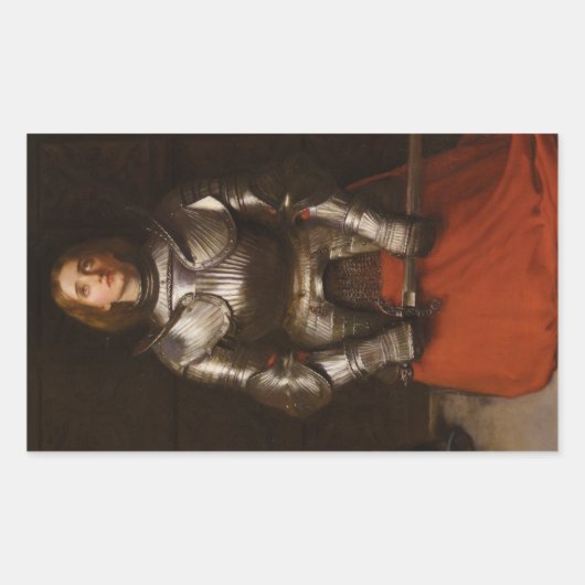 Joan of Arc c. 1865 von John Everett Millais Rechteckiger Aufkleber (Vorderseite)