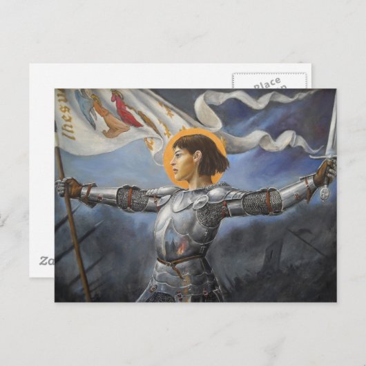 Joan of Arc mit Banner Postkarte (Vorne/Hinten)